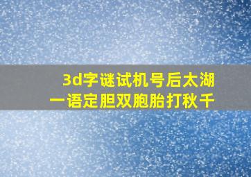 3d字谜试机号后太湖一语定胆双胞胎打秋千