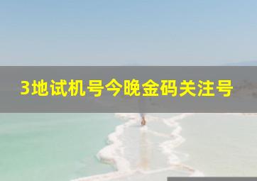 3地试机号今晚金码关注号