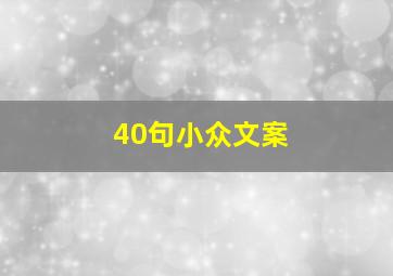 40句小众文案