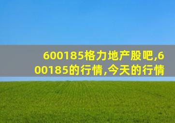 600185格力地产股吧,600185的行情,今天的行情