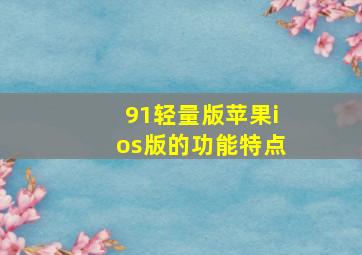 91轻量版苹果ios版的功能特点