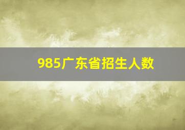 985广东省招生人数