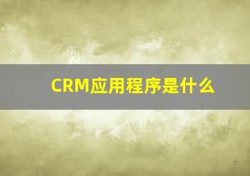 CRM应用程序是什么