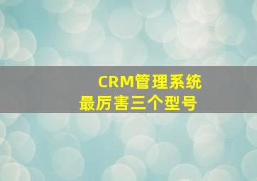 CRM管理系统最厉害三个型号