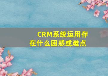 CRM系统运用存在什么困惑或难点