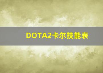 DOTA2卡尔技能表