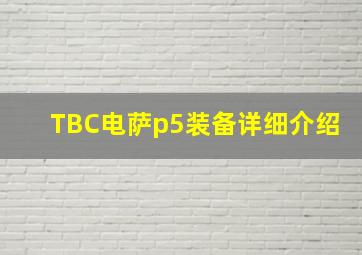 TBC电萨p5装备详细介绍