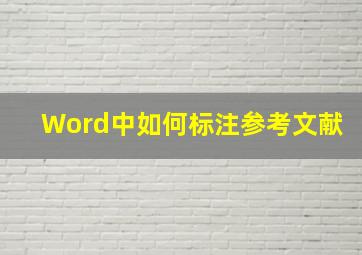 Word中如何标注参考文献