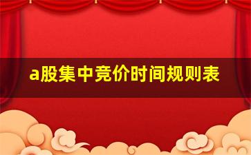 a股集中竞价时间规则表