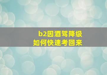 b2因酒驾降级如何快速考回来