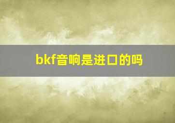 bkf音响是进口的吗