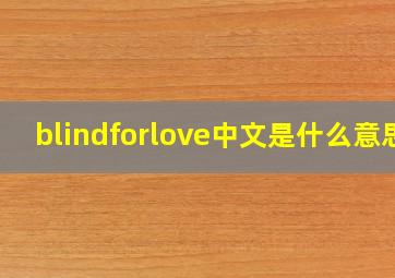 blindforlove中文是什么意思