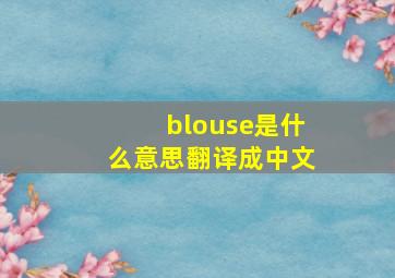 blouse是什么意思翻译成中文