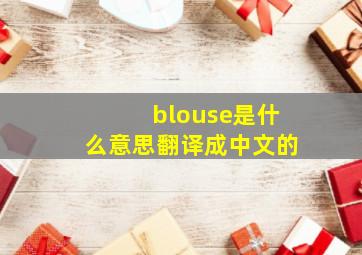 blouse是什么意思翻译成中文的