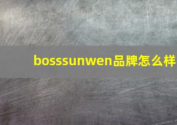 bosssunwen品牌怎么样