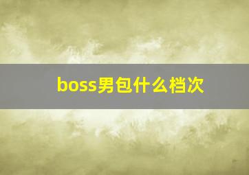 boss男包什么档次