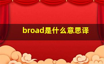 broad是什么意思译