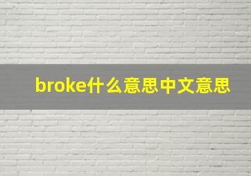 broke什么意思中文意思