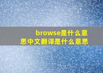 browse是什么意思中文翻译是什么意思