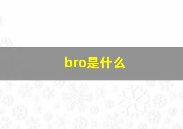 bro是什么