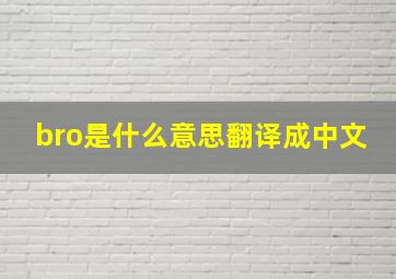 bro是什么意思翻译成中文