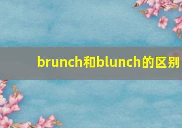 brunch和blunch的区别