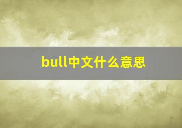 bull中文什么意思