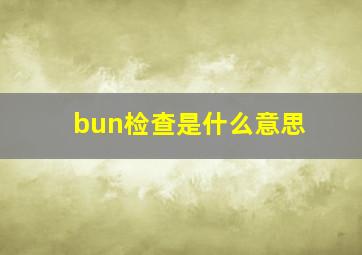 bun检查是什么意思