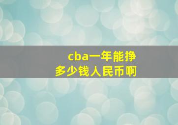 cba一年能挣多少钱人民币啊