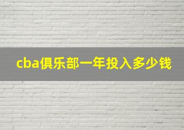 cba俱乐部一年投入多少钱