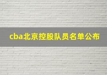 cba北京控股队员名单公布