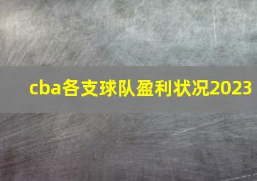 cba各支球队盈利状况2023