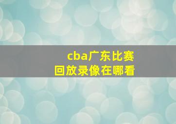 cba广东比赛回放录像在哪看