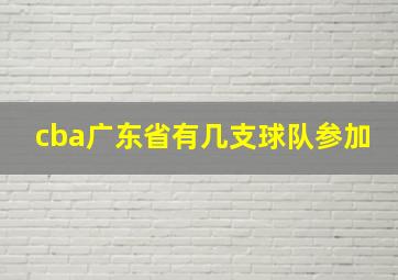 cba广东省有几支球队参加