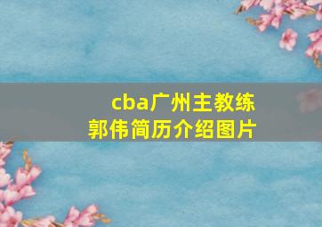 cba广州主教练郭伟简历介绍图片