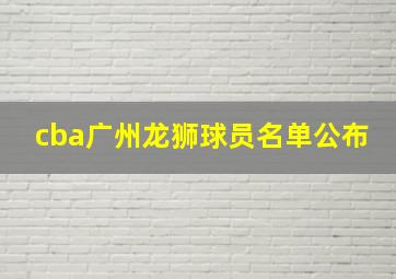 cba广州龙狮球员名单公布