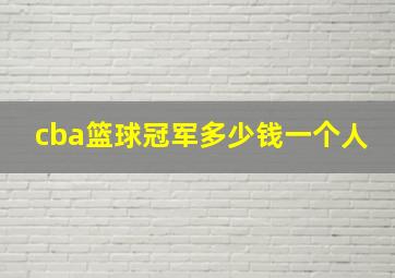 cba篮球冠军多少钱一个人