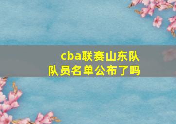 cba联赛山东队队员名单公布了吗