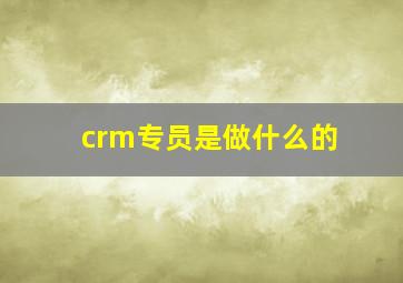 crm专员是做什么的