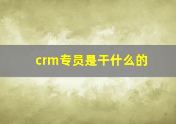 crm专员是干什么的