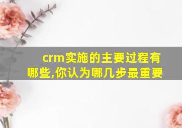 crm实施的主要过程有哪些,你认为哪几步最重要