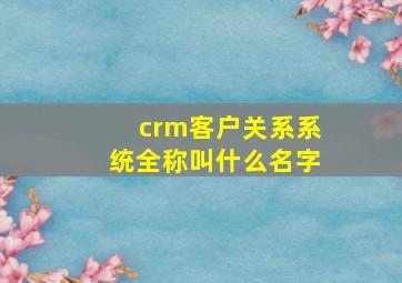 crm客户关系系统全称叫什么名字