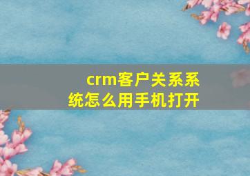 crm客户关系系统怎么用手机打开