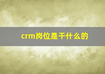 crm岗位是干什么的