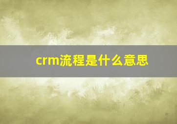 crm流程是什么意思