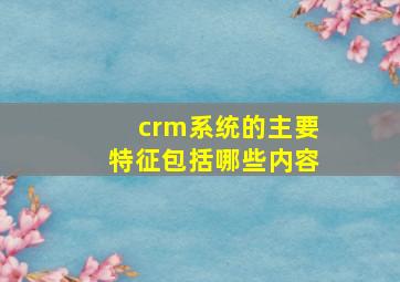 crm系统的主要特征包括哪些内容