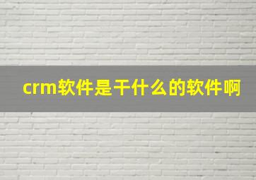 crm软件是干什么的软件啊