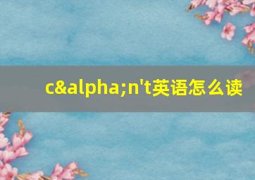 cαn't英语怎么读