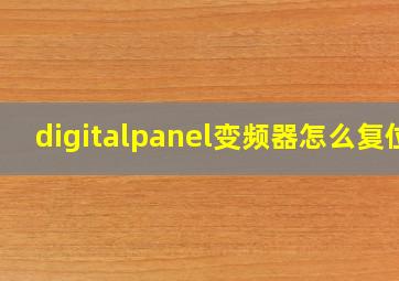 digitalpanel变频器怎么复位