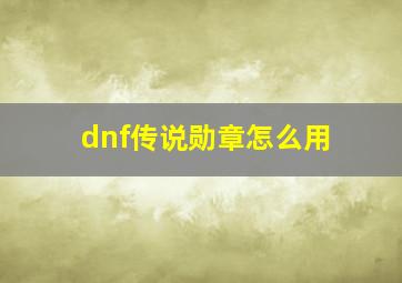 dnf传说勋章怎么用